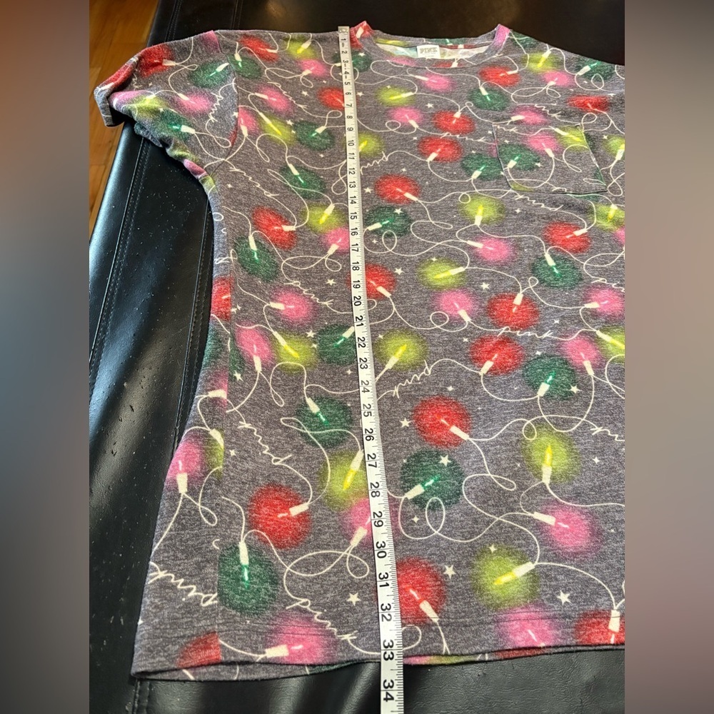 Victoria Secret PINK Sleep Shirt Medium Christmas Lights Oversized Loose Fit - Picture 11 of 12